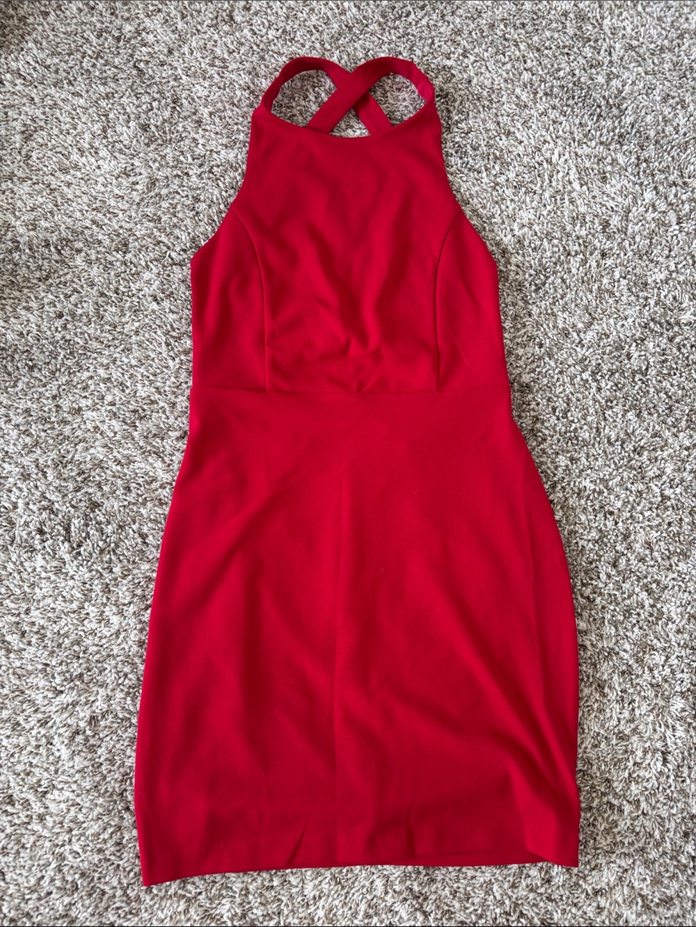 LIKE NEW!! Express Red Cross-Back Bodycon Dress